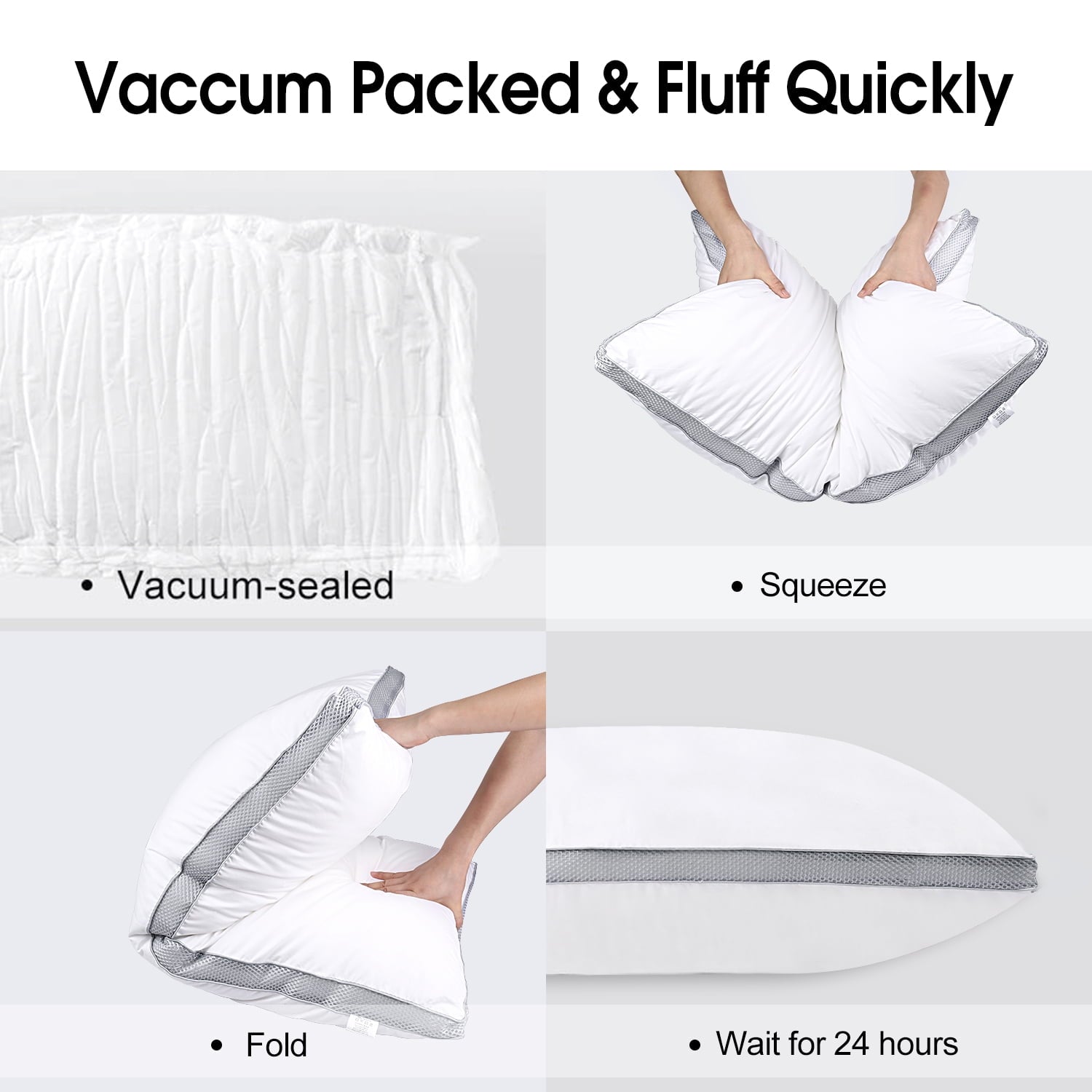 2 Pack Cotton Down Alternative Pillows,Queen Size Bed Pillows Gusseted Hypoallergenic