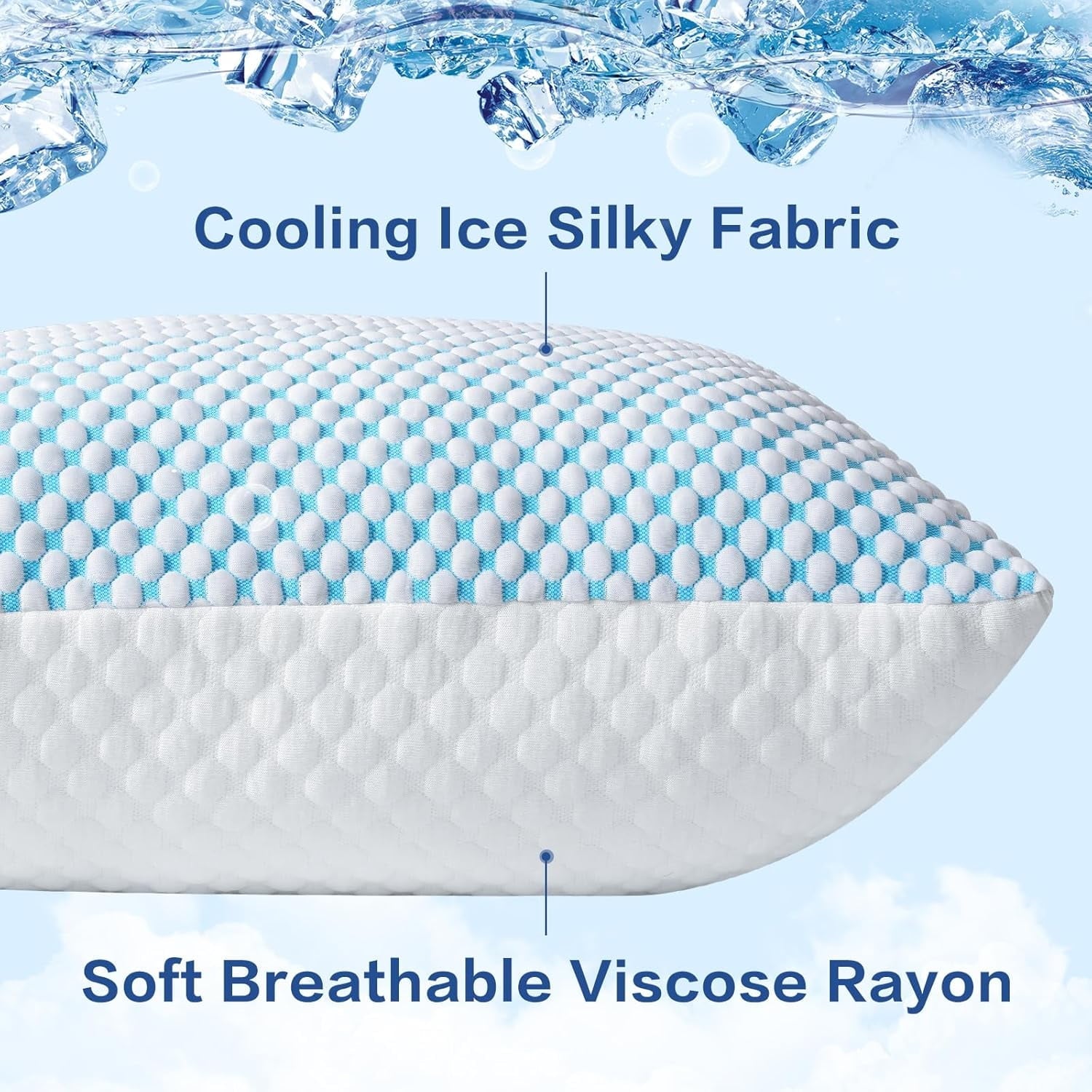 2 Pack Cooling Pillow for Sleeping, Memory Foam Pillows Cool Bed Pillows Hotel Reversible Pillow with Washable Remova...