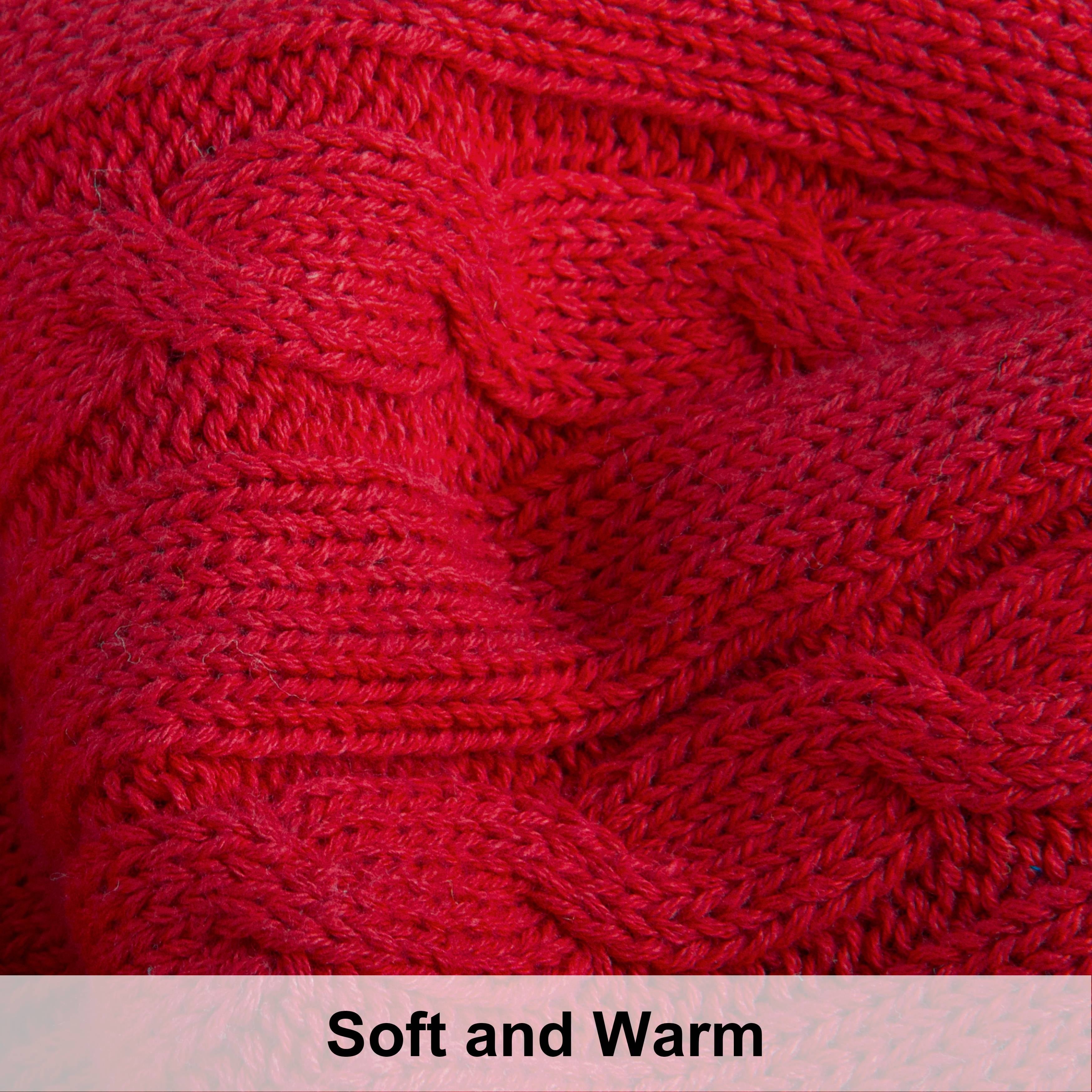100% Cotton Cable Knit Throw, Super Soft Warm Knitted Blanket Home Decor, 51"x67", Red