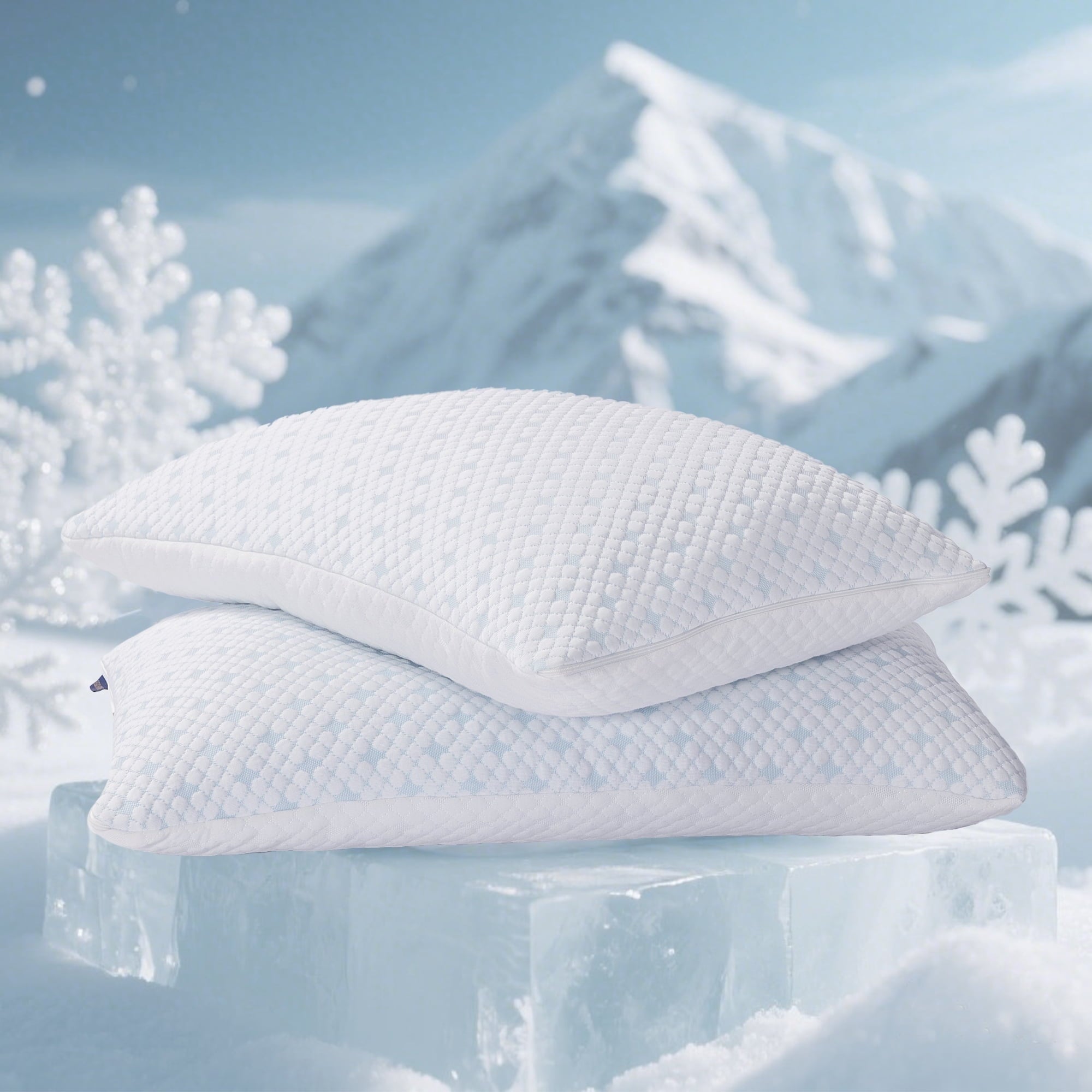 2-Pack Adjustable Cooling Bed Pillows, Shredded Memory Foam Pillows Set of 2, Standard Queen, Dual Sides