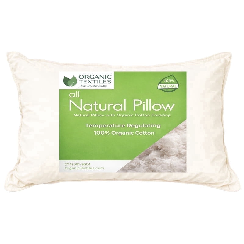 100% Organic Cotton Pillow with Organic Cotton Cover - GOTS CERTIFIED - Adjustable Loft, Head Neck Pain Relief, Back ...