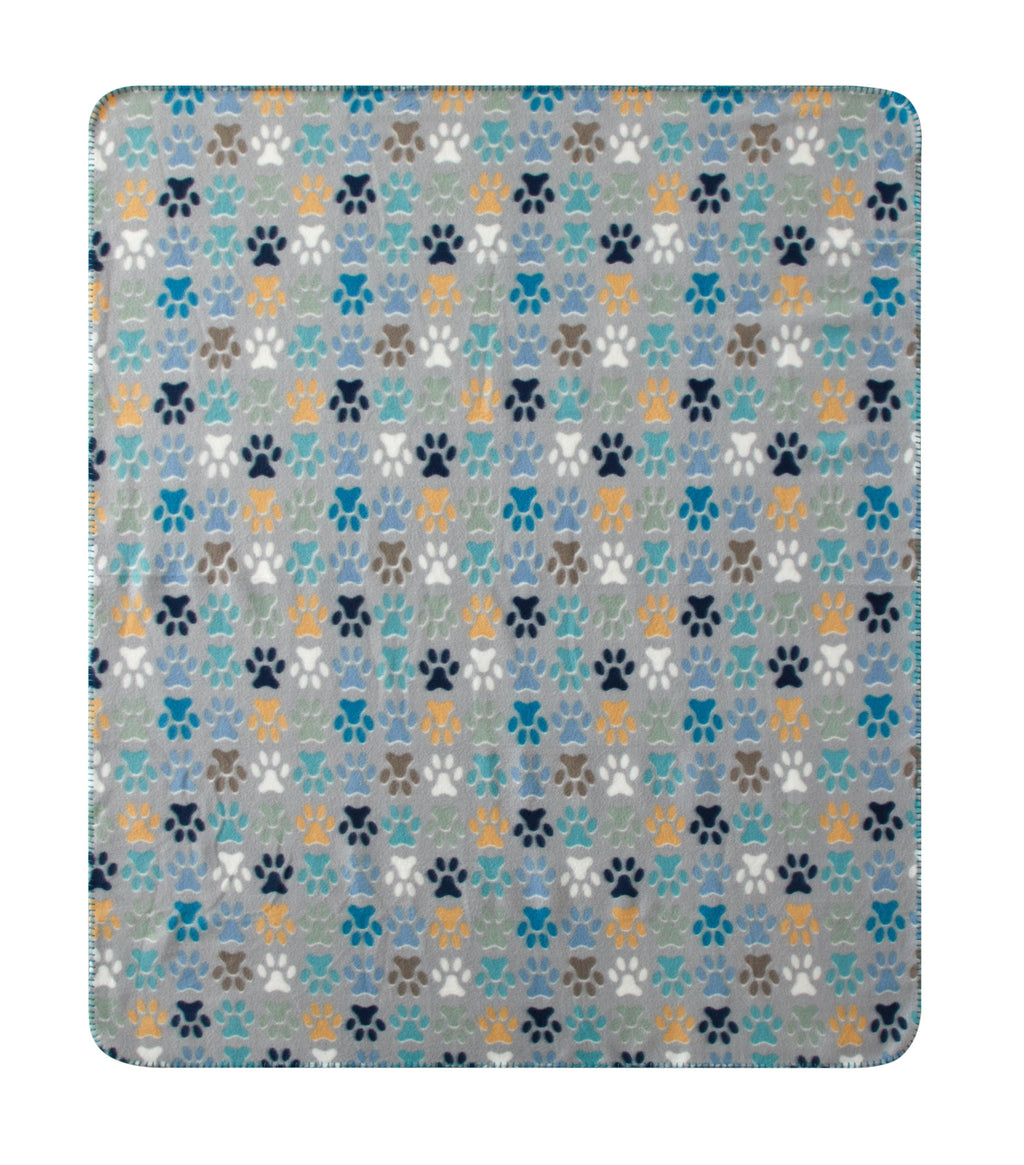(9 pack) Cozy Fleece Throw Blanket, Gray Paw 50" x 60", All Ages