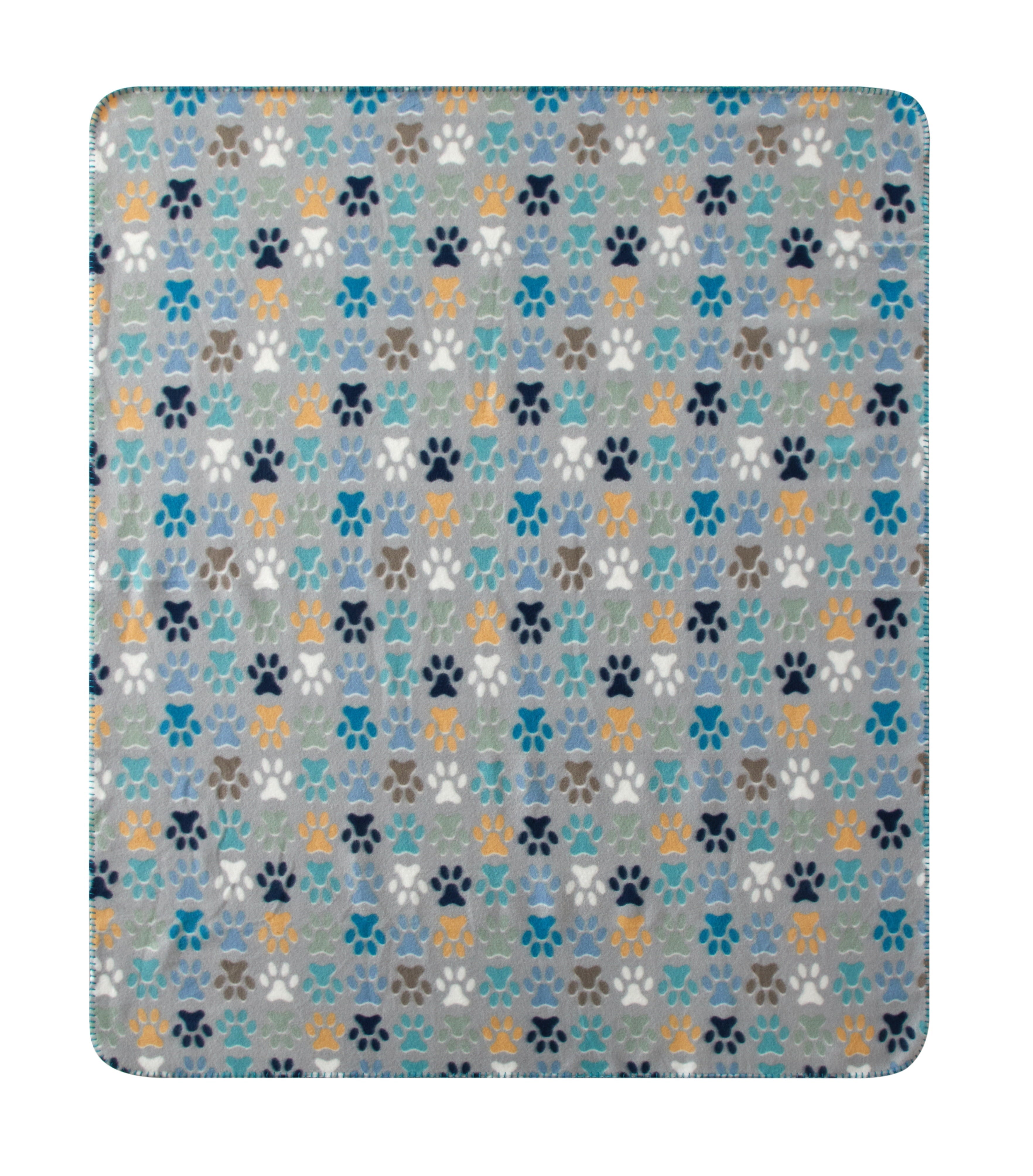 (9 pack) Cozy Fleece Throw Blanket, Gray Paw 50" x 60", All Ages